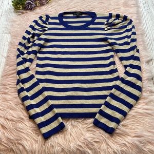 J. Crew Puff Sleeve Ribbed Silk Blend Sweater in Stripe sz S